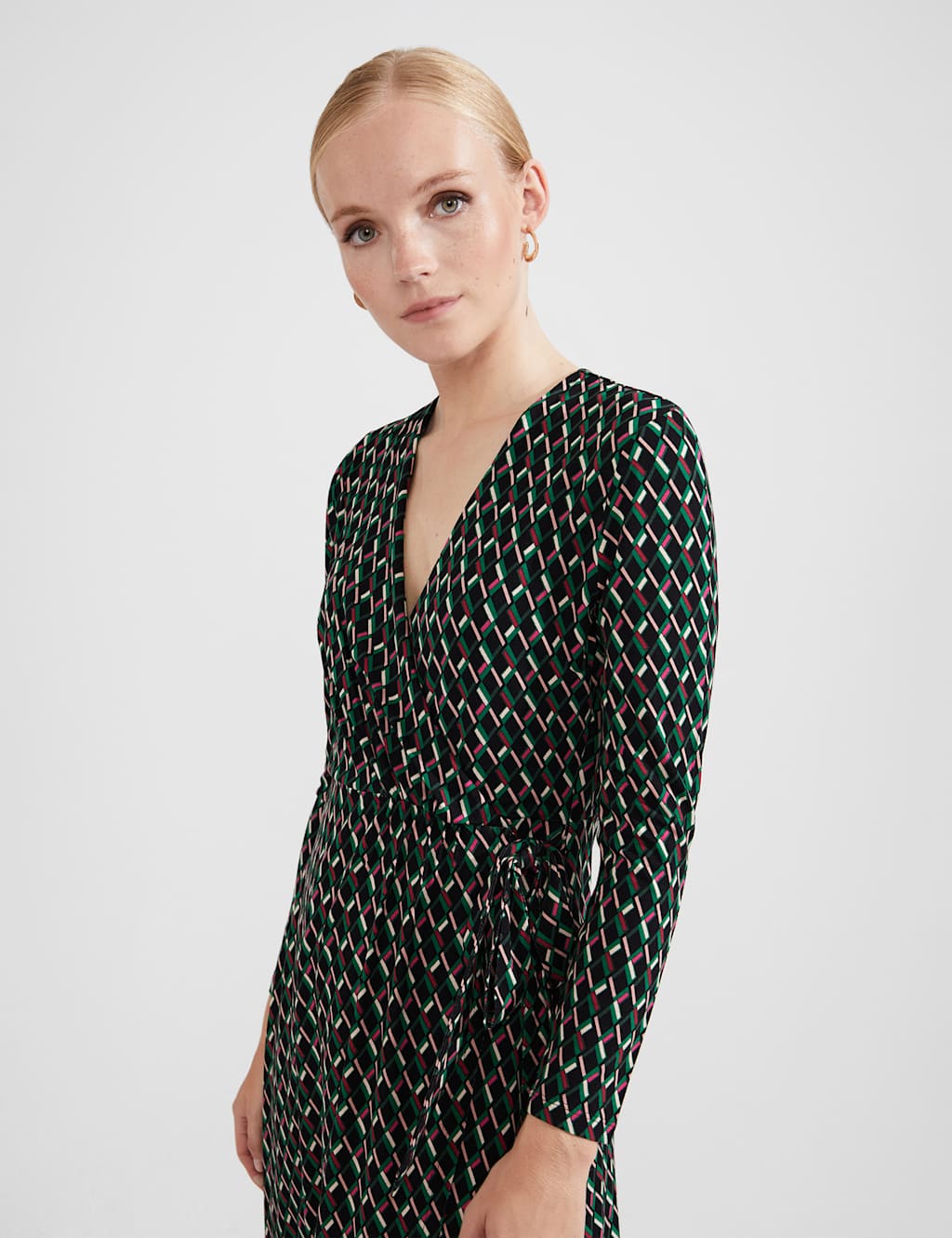 Jersey Printed V-Neck Midi Wrap Dress image 6