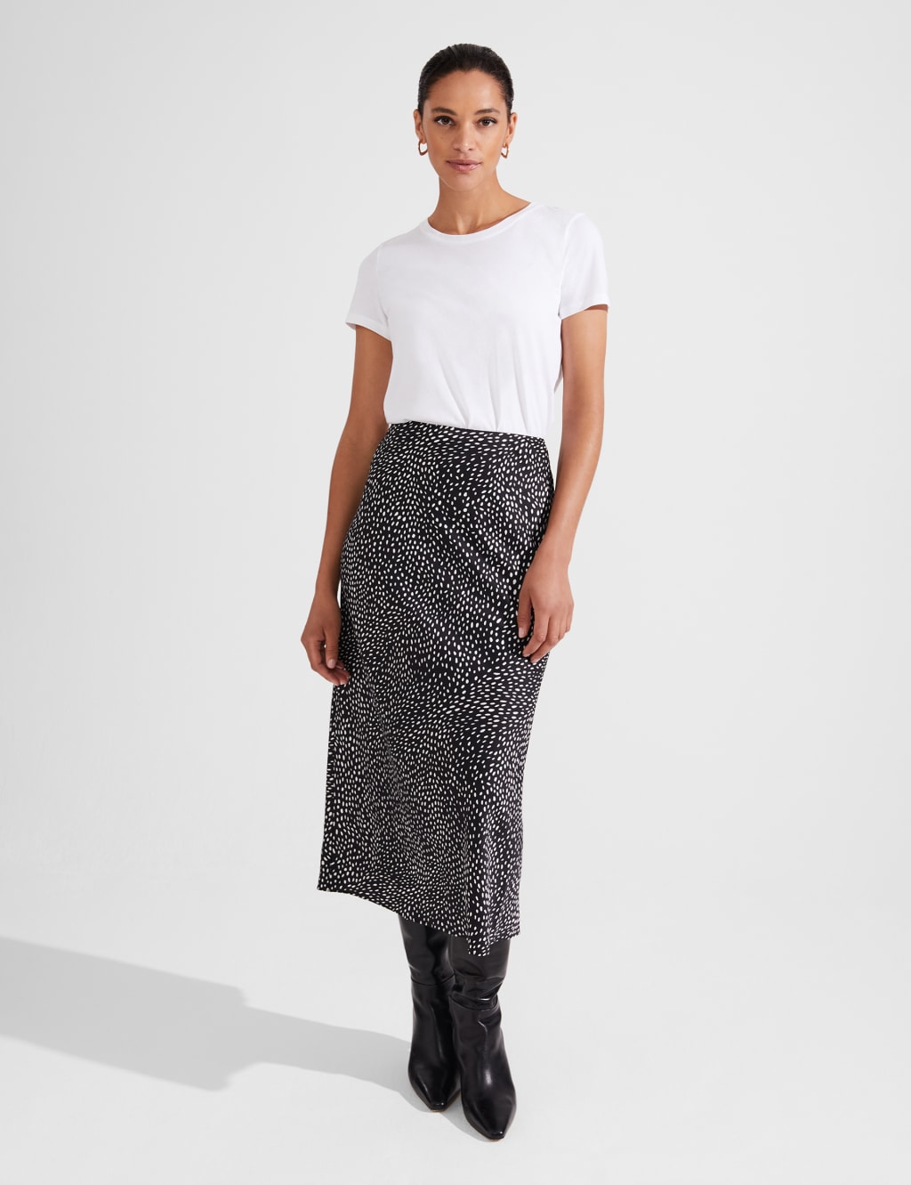 Satin Printed Midaxi A-Line Skirt image 1
