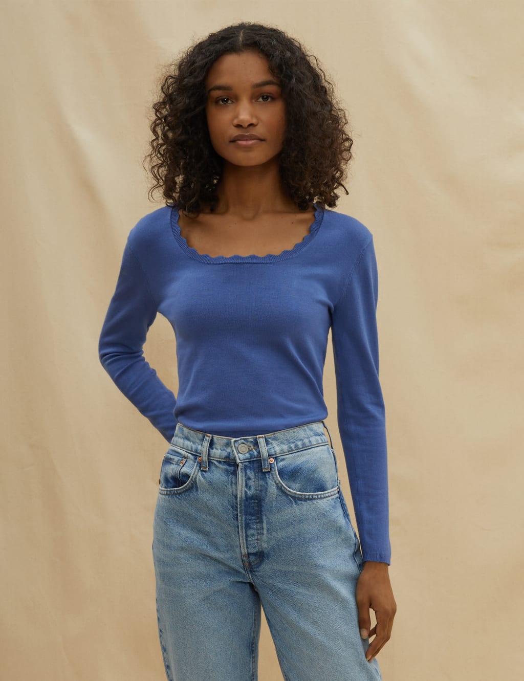 Scoop Neck Scallop Edge Jumper image 1