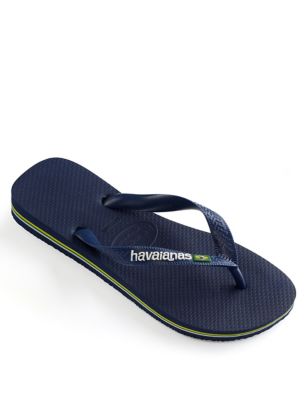 Havaianas Boys Brazil Logo Flip-Flops (Size 7-13) - 23/24 - Navy, Navy,Blue