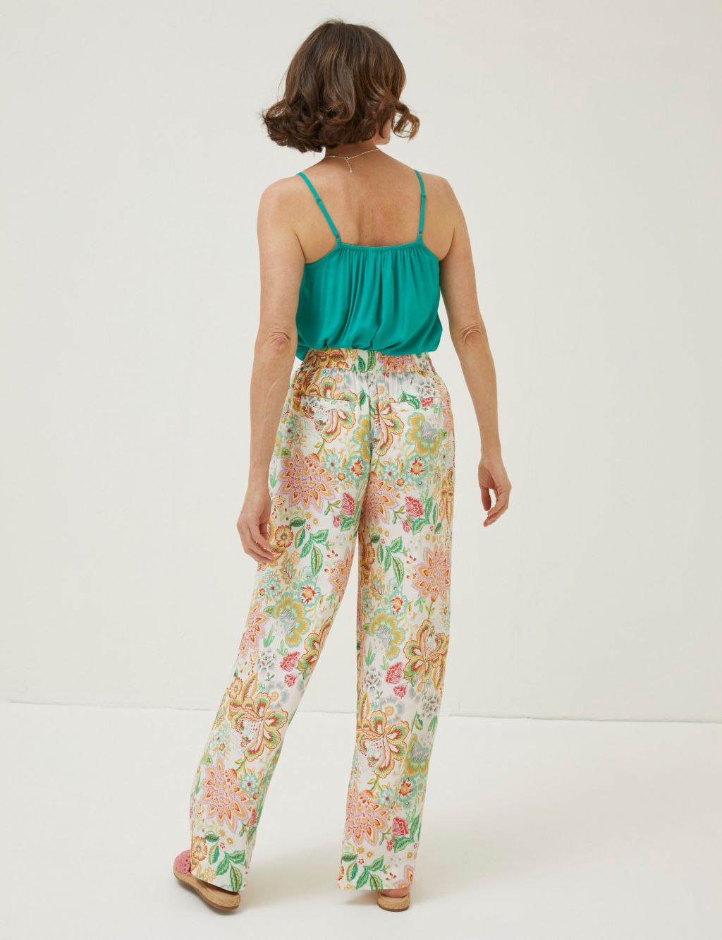 Floral Elasticated Waist Wide Leg Trousers image 4
