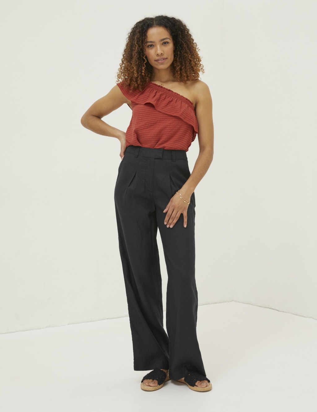 Pure Linen Wide Leg Trousers image 1