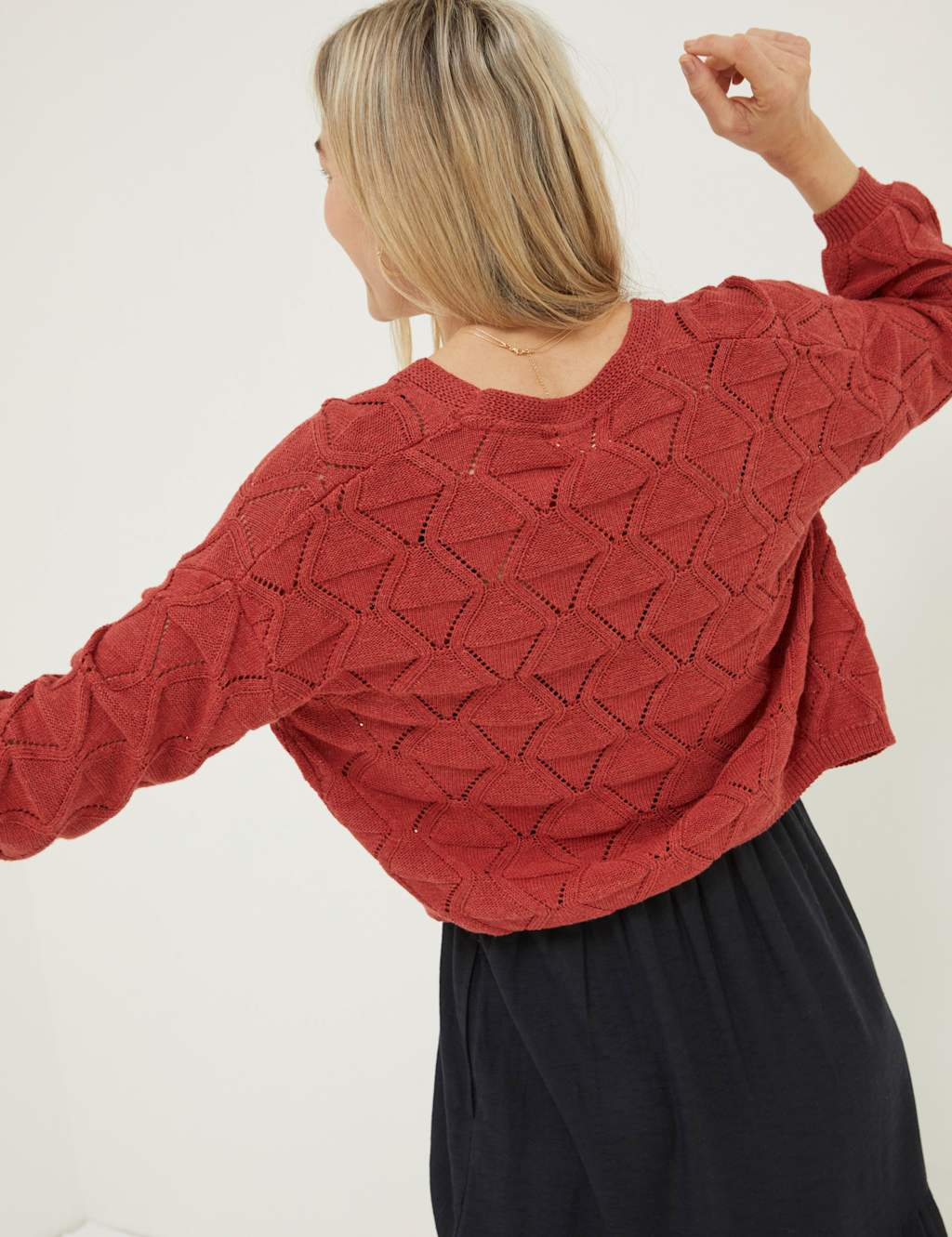 Pure Cotton Pointelle Edge to Edge Cardigan image 3