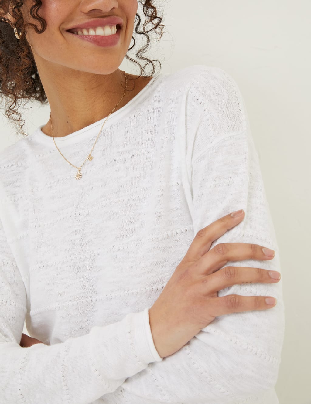 Cotton Rich Textured Round Neck Jumper image 3