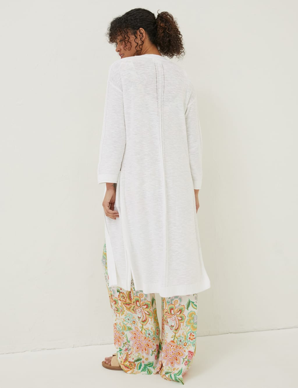 Cotton Rich Longline Cardigan with Linen image 2