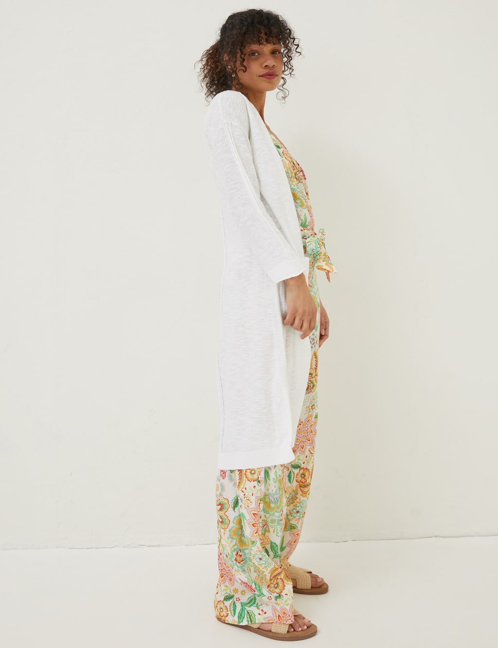 Cotton Rich Longline Cardigan with Linen image 5