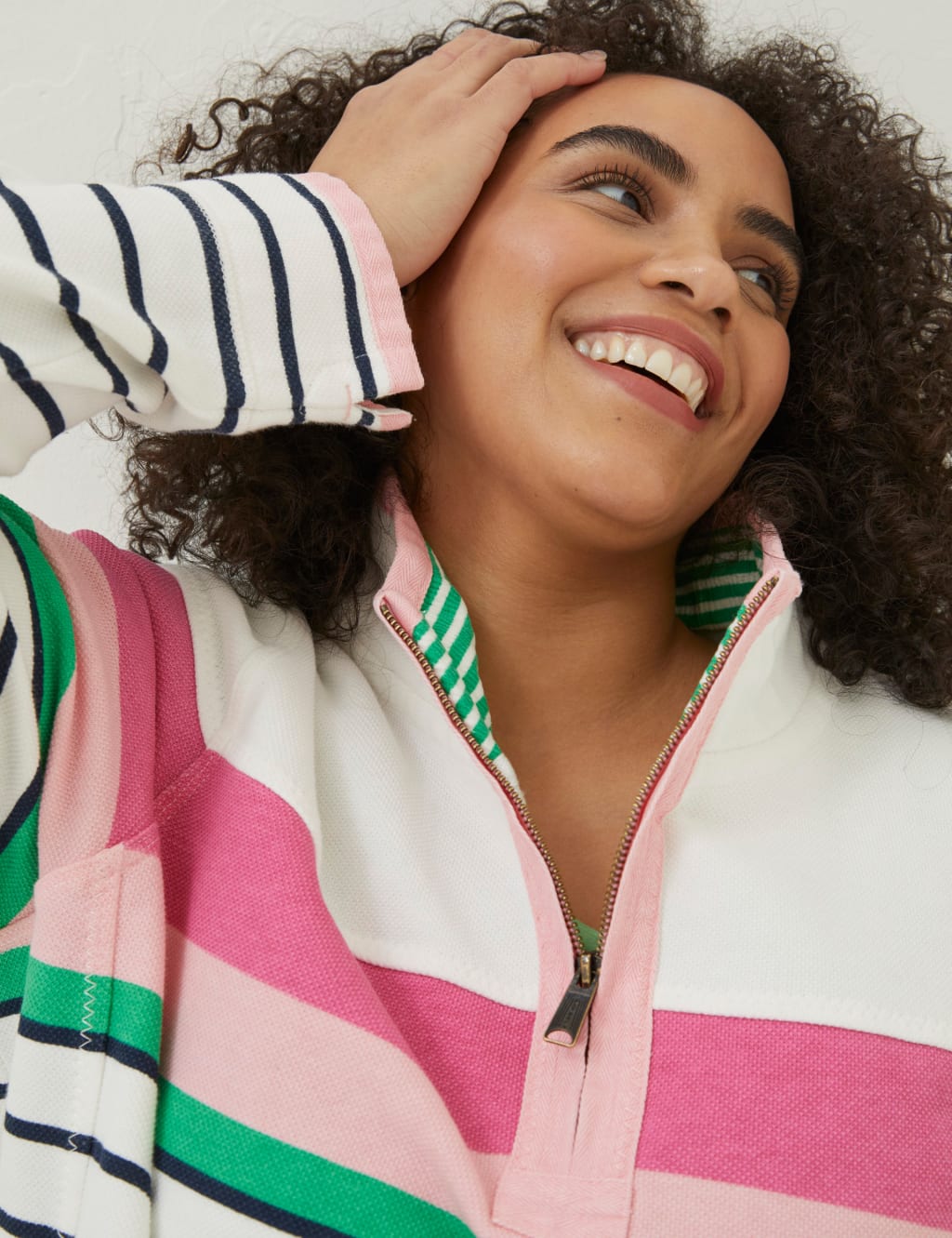 Pure Cotton Striped Funnel Neck Sweatshirt image 5