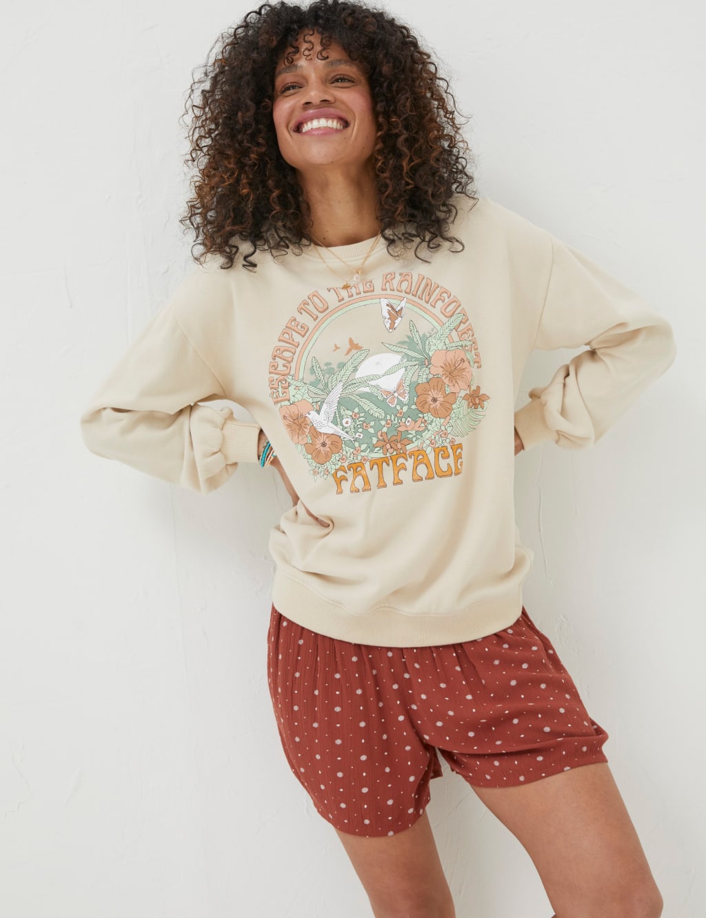 Cotton Rich Slogan Crew Neck Sweatshirt image 1