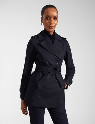 Hobbs Womens Cotton Rich Belted Trench Coat - 8 - Navy, Navy