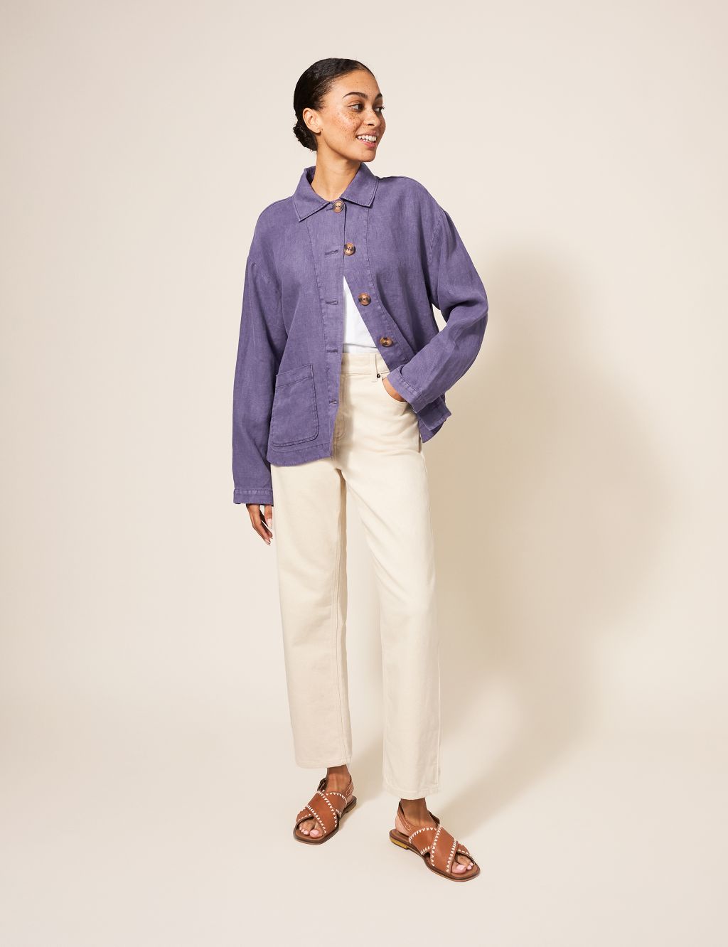 Pure Linen Collared Short Jacket image 2
