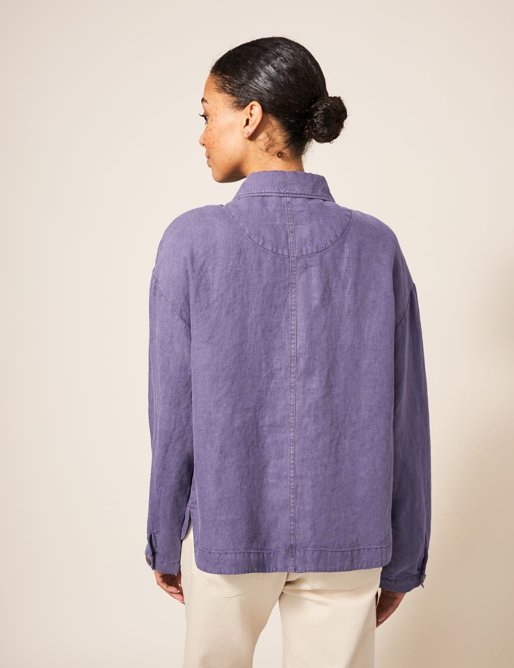 Pure Linen Collared Short Jacket image 3
