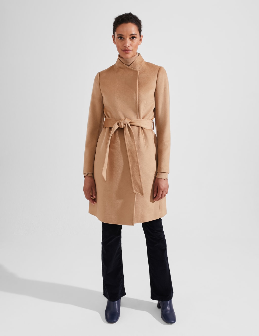 High neck asymmetric hem bowknot quilted plain long sleeve coats new arrivals