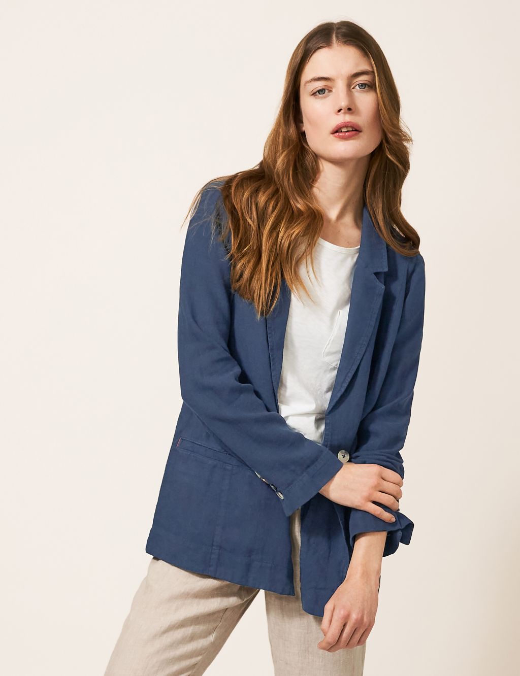 Linen Rich Relaxed Single Breasted Blazer image 1