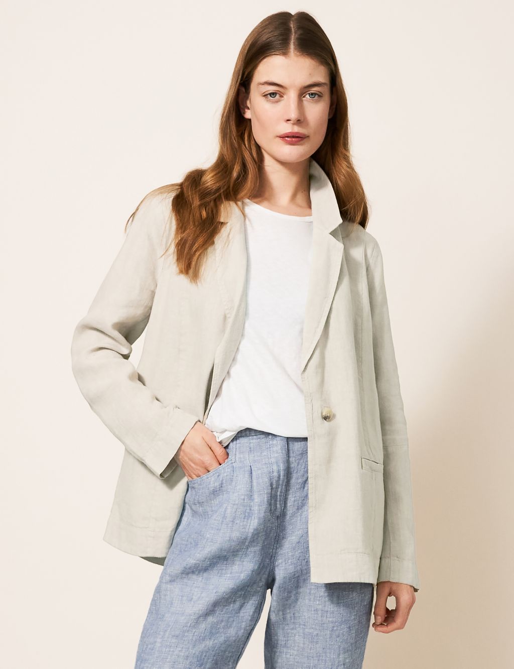 Linen Rich Relaxed Single Breasted Blazer image 1