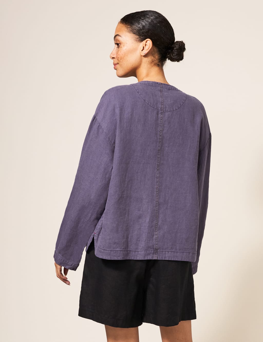 Pure Linen Collarless Short Jacket image 3