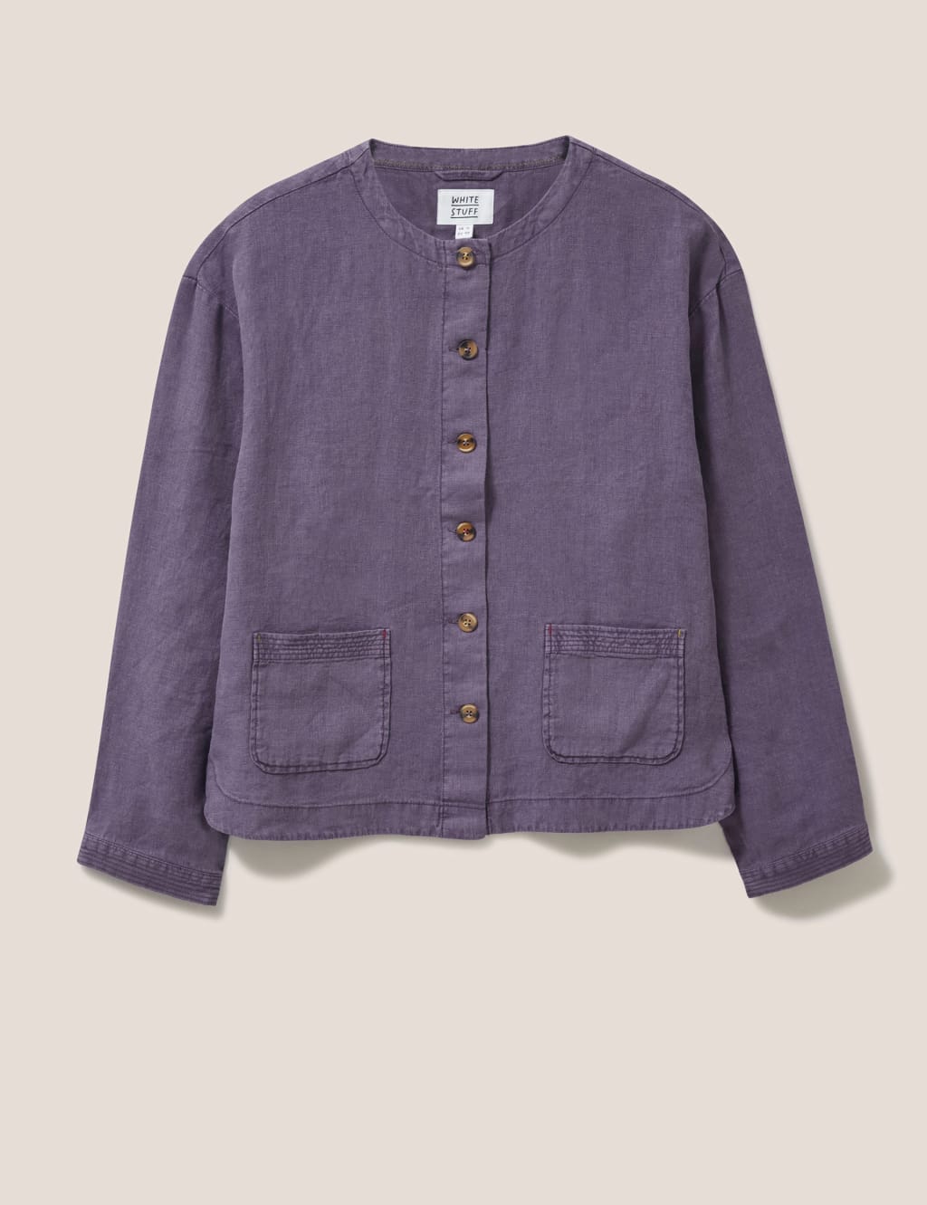 Pure Linen Collarless Short Jacket image 2