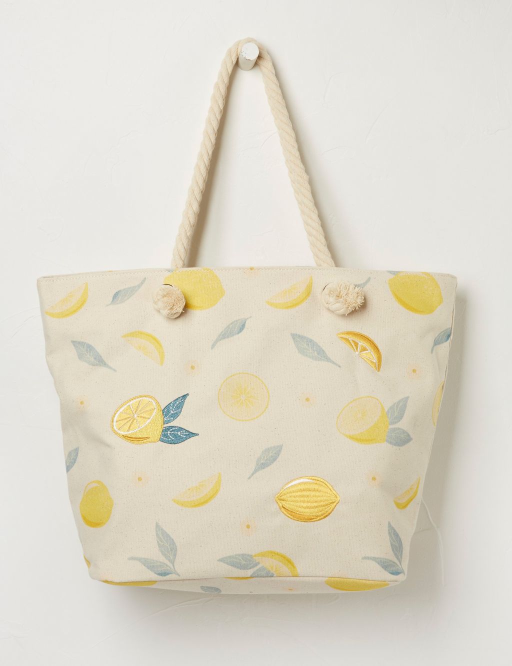 Pure Cotton Lemon Embroidered Tote Bag image 1