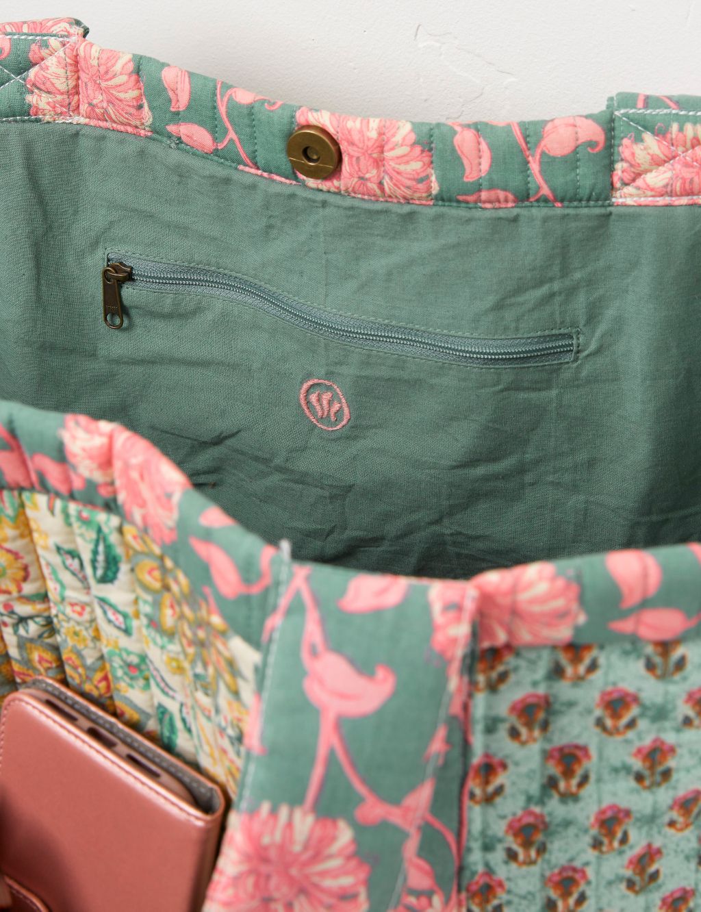 Cotton Rich Floral Quilted Tote Bag image 3