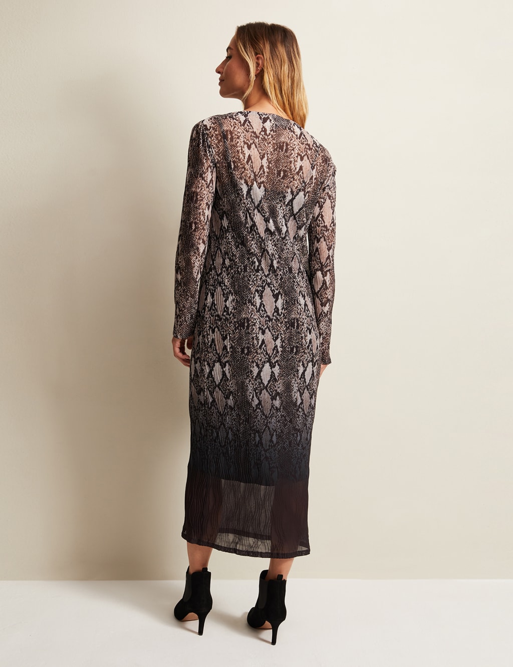 Mesh Ombre Snake Print Midaxi Column Dress image 3