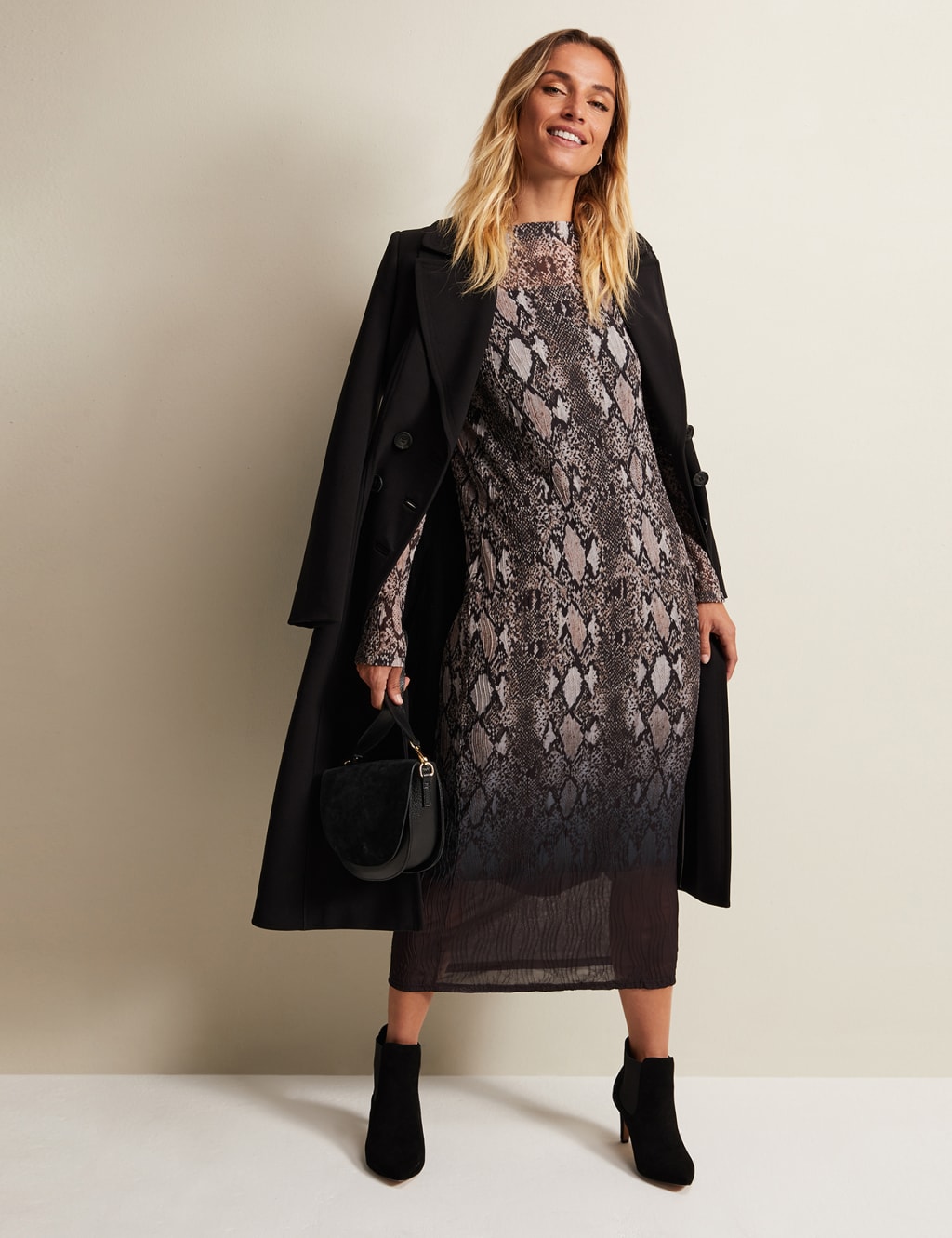 Mesh Ombre Snake Print Midaxi Column Dress image 7
