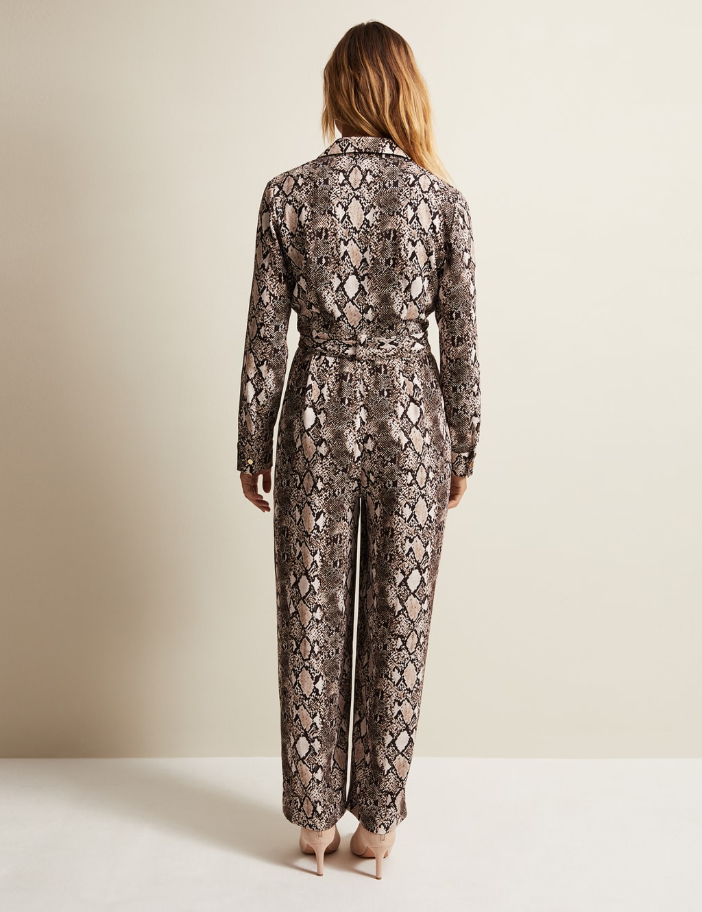 Snake Print Belted Wide Leg Wrap Jumpsuit image 3