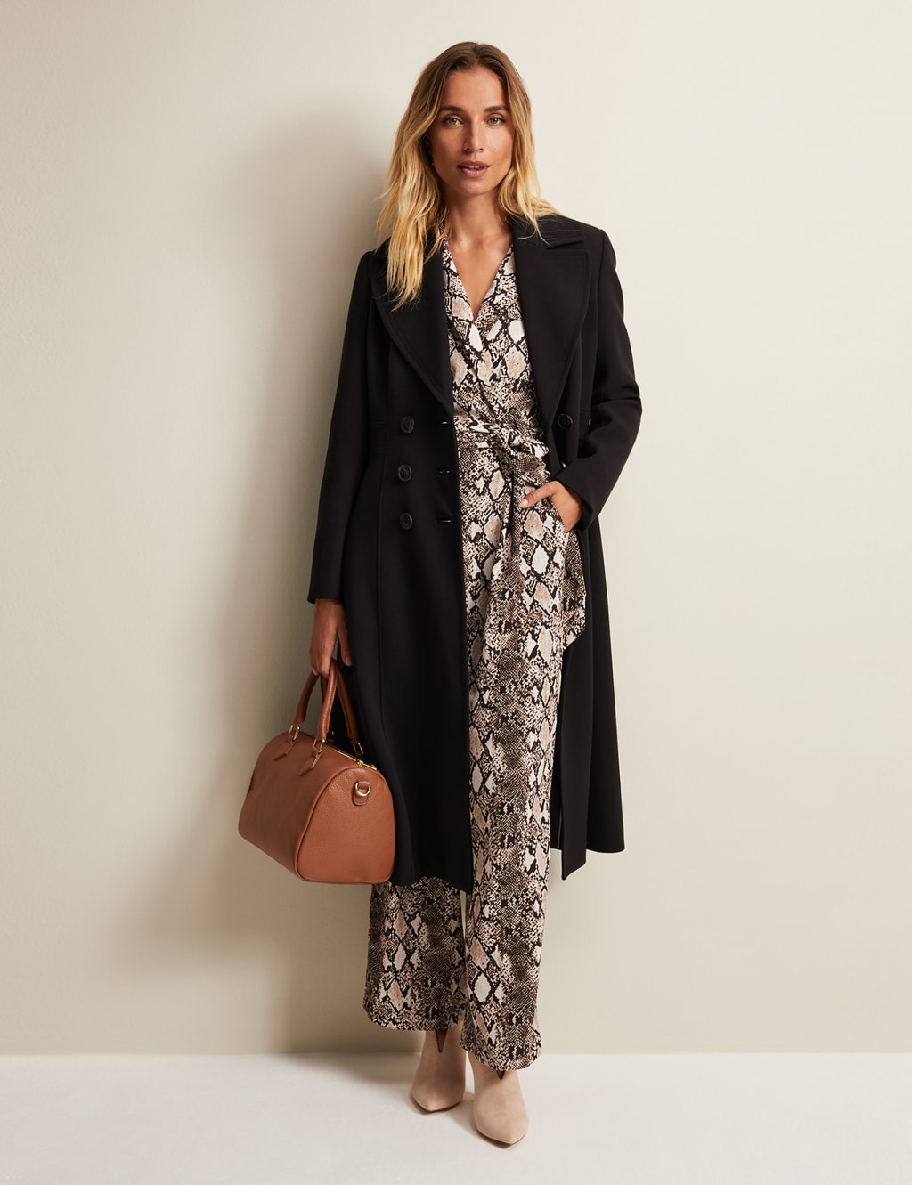Snake Print Belted Wide Leg Wrap Jumpsuit image 7