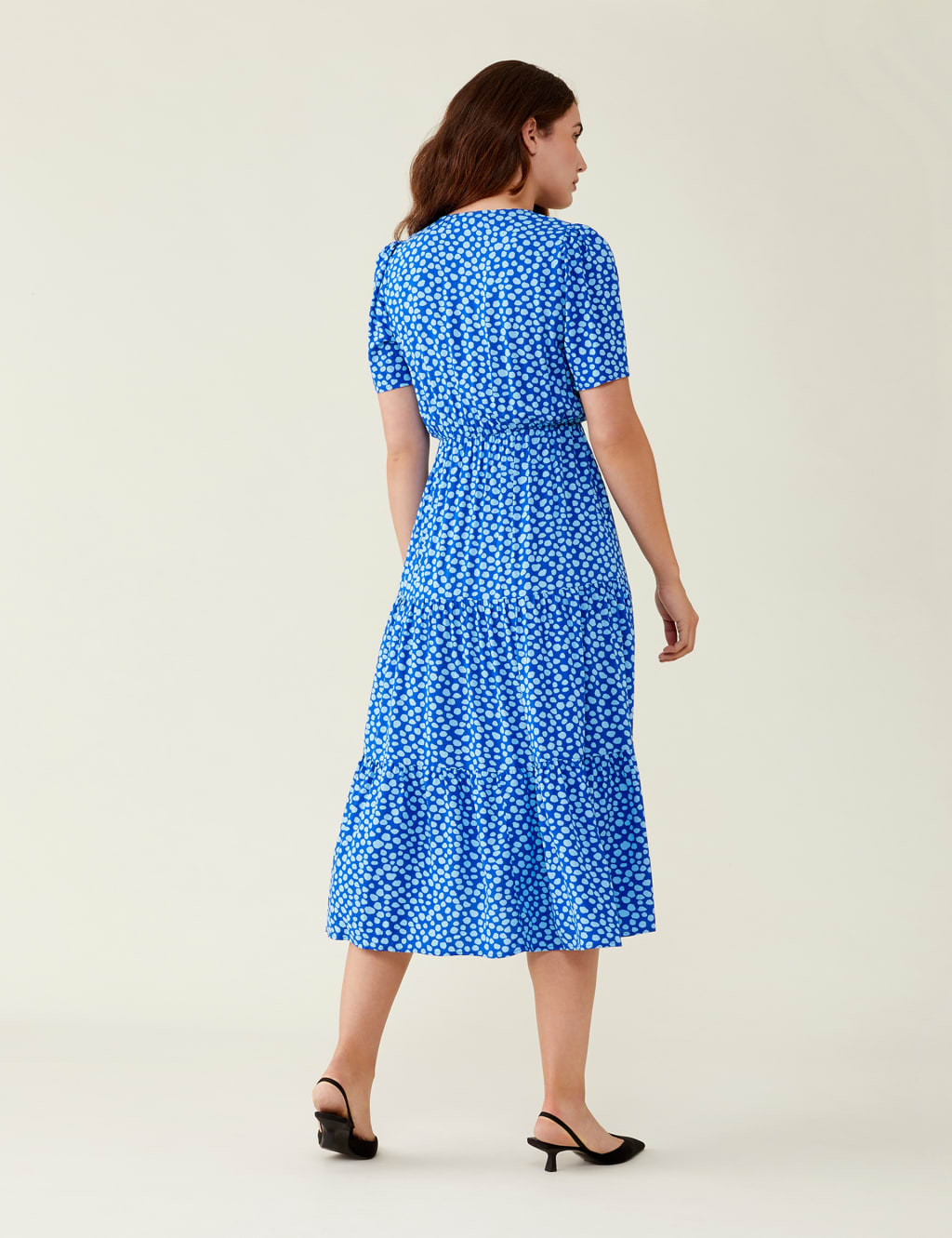 Printed V-Neck Midi Tea Dress image 2
