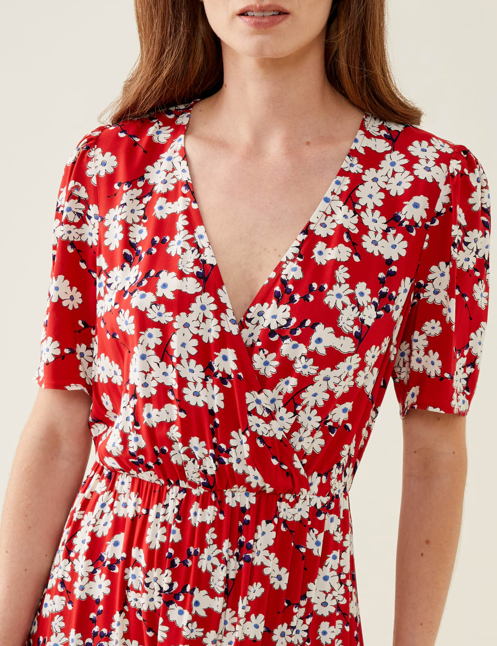 Floral V-Neck Short Sleeve Midi Tea Dress image 4