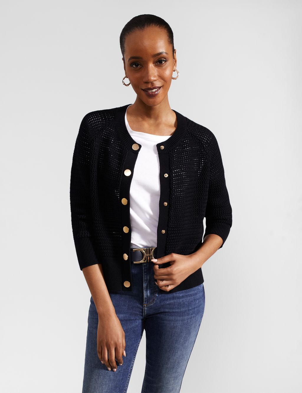 Pure Cotton Knitted Button Front Cardigan