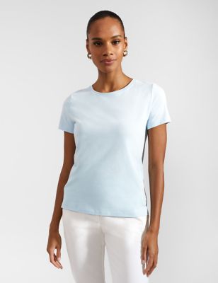 Hobbs Women's Pure Cotton T-Shirt - M - Blue, Blue