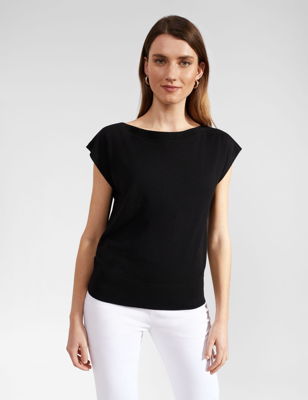 Slash Neck Knitted Top with Wool