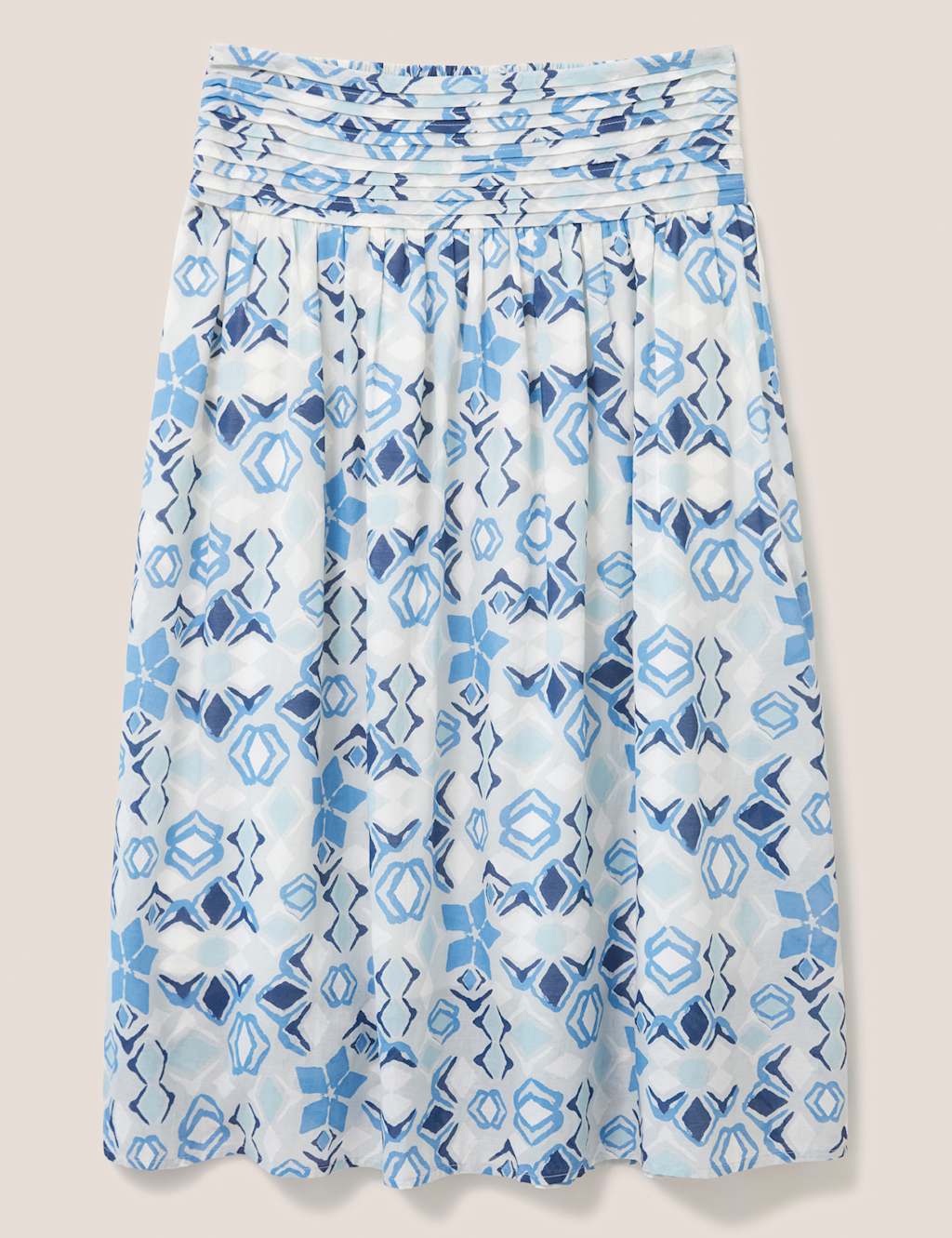 Cotton Rich Printed Midi A-Line Skirt