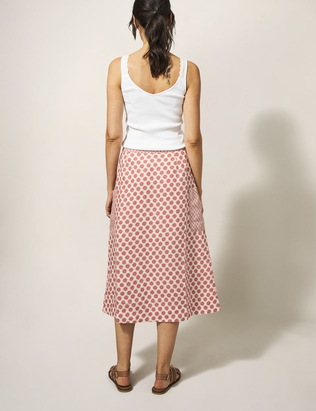 Pure Linen Printed Midi Wrap Skirt image 2