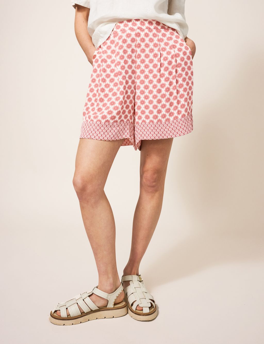 Printed Pleat Front Shorts image 1