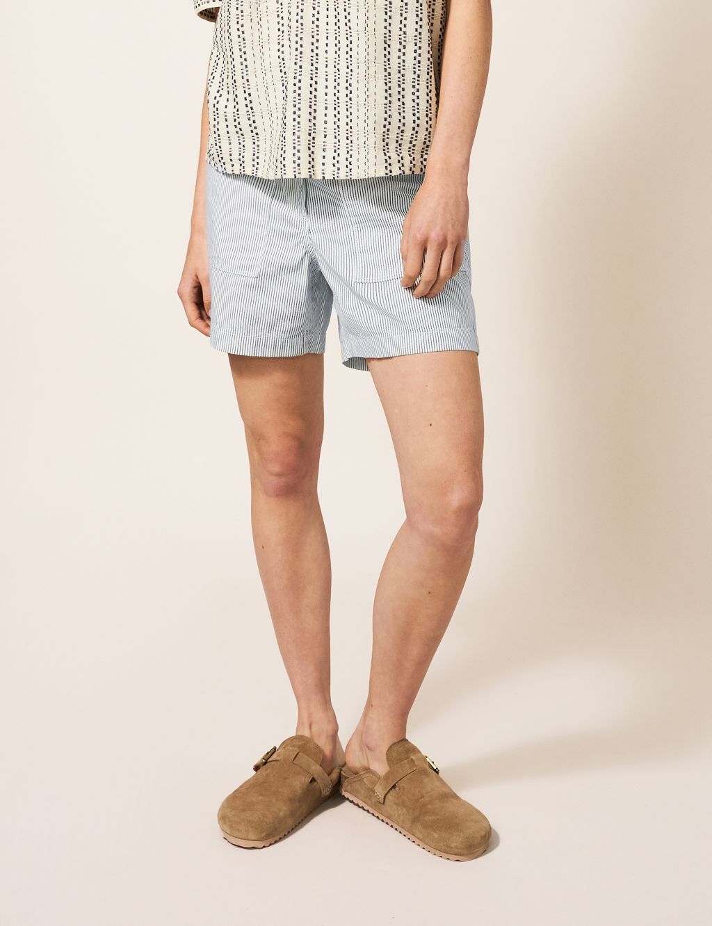 Cotton Rich Striped Chino Shorts image 1