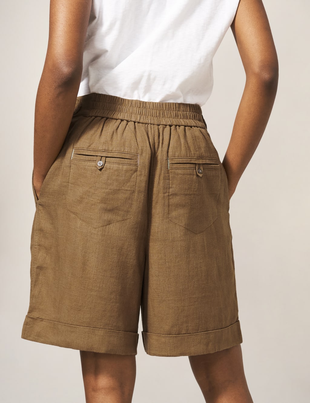 Linen Blend Pleat Front Shorts image 2
