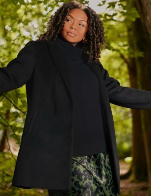 Live Unlimited London Womens Wool Blend Short Tailored Coat - 18 - Black, Black