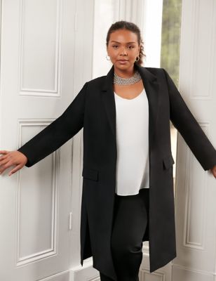 Live Unlimited London Womens Longline Tailored Coat - 18 - Black, Black