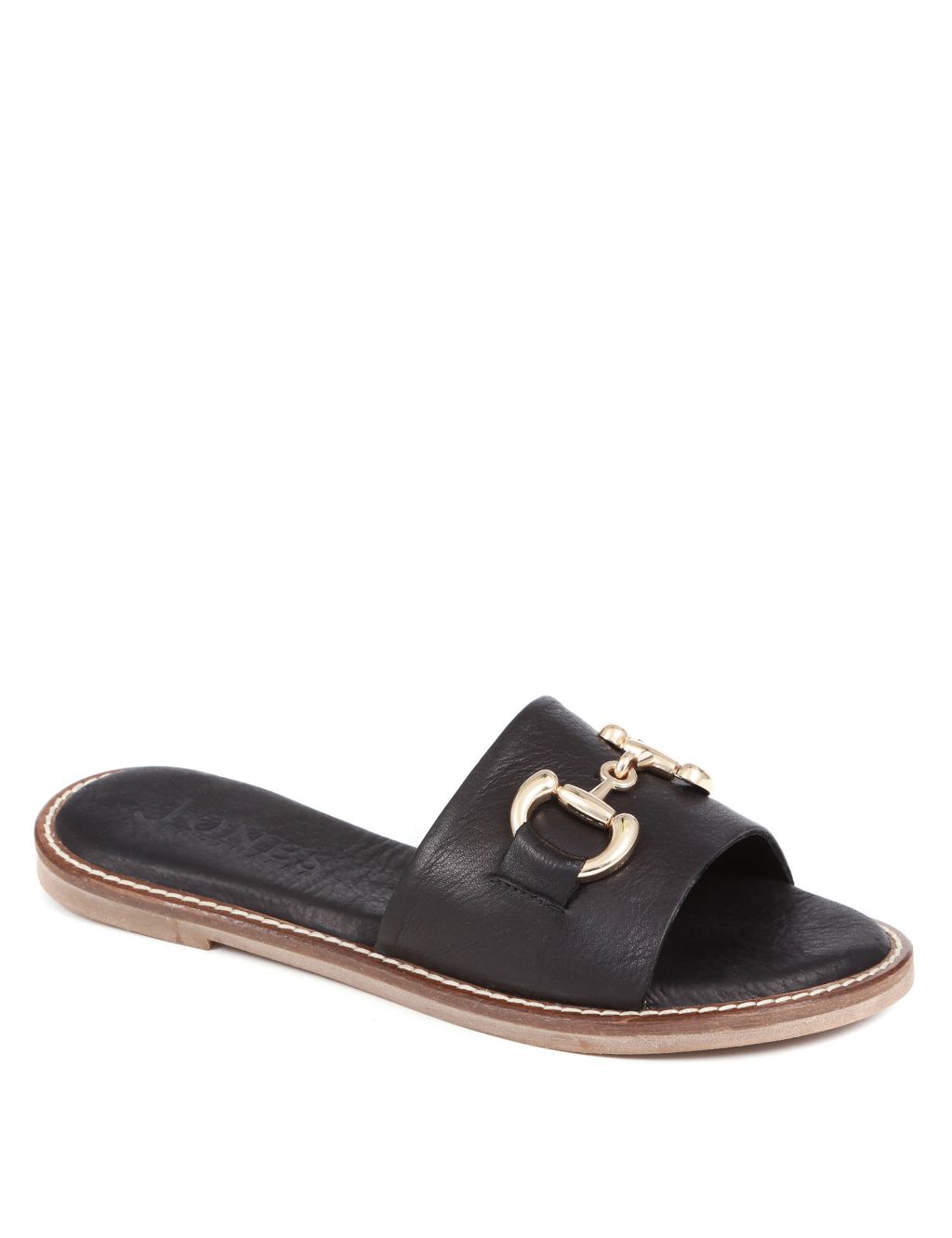 Leather Ring Detail Flat Mules