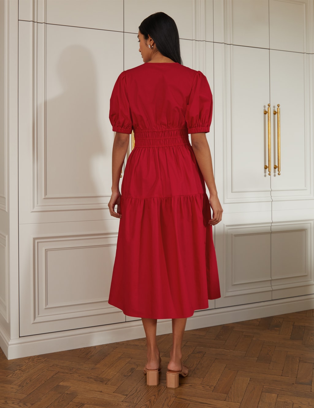 Organic Cotton V-Neck Midaxi Smock Dress image 3