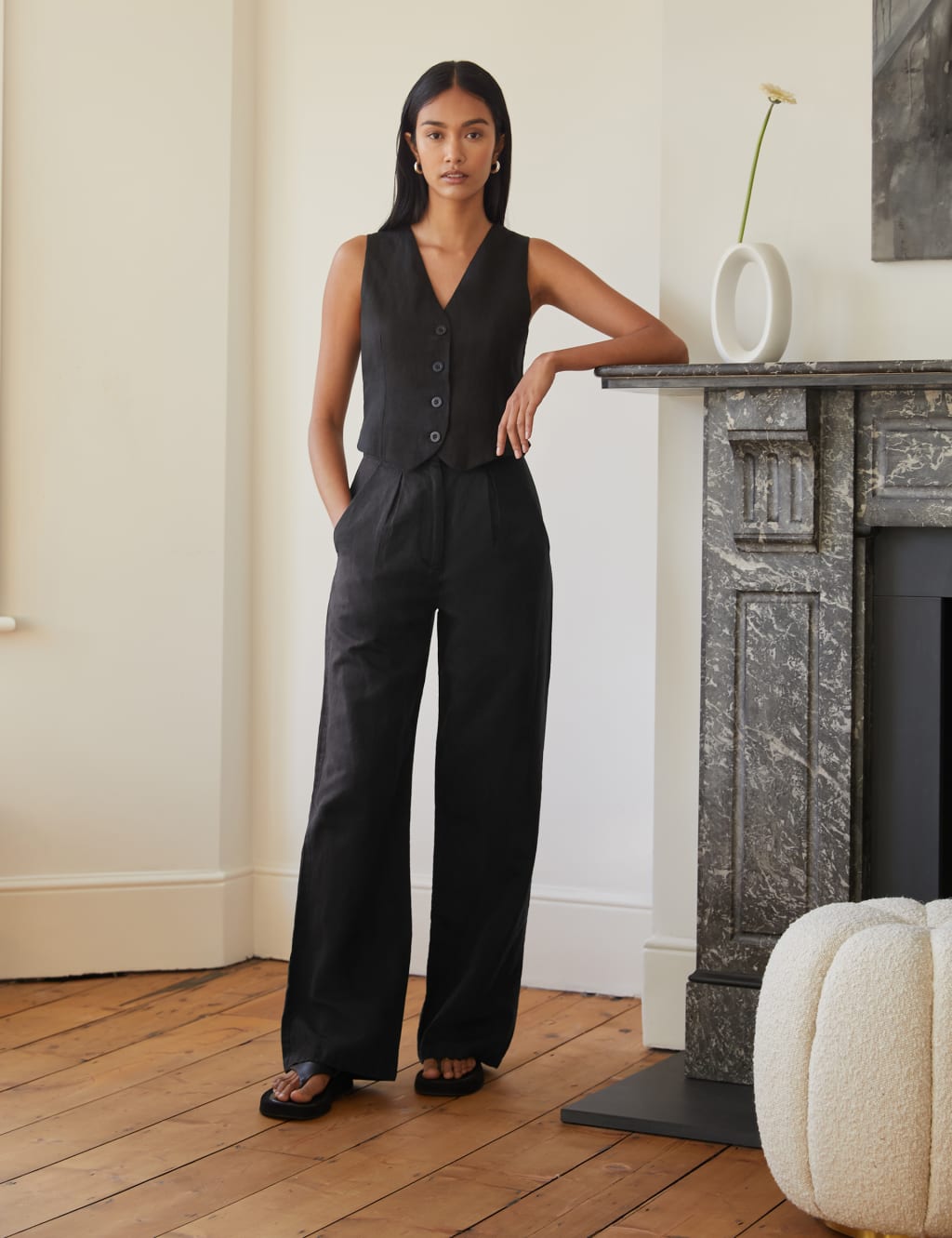 Pure Linen Single Breasted Waistcoat image 2