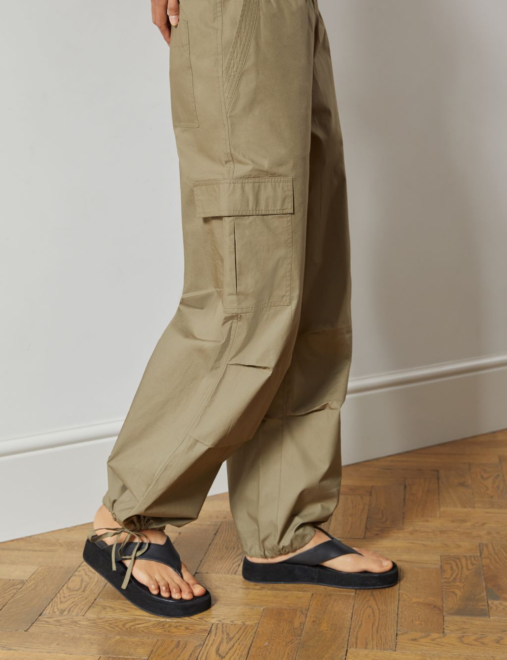 Pure Cotton Drawstring Cargo Trousers image 3