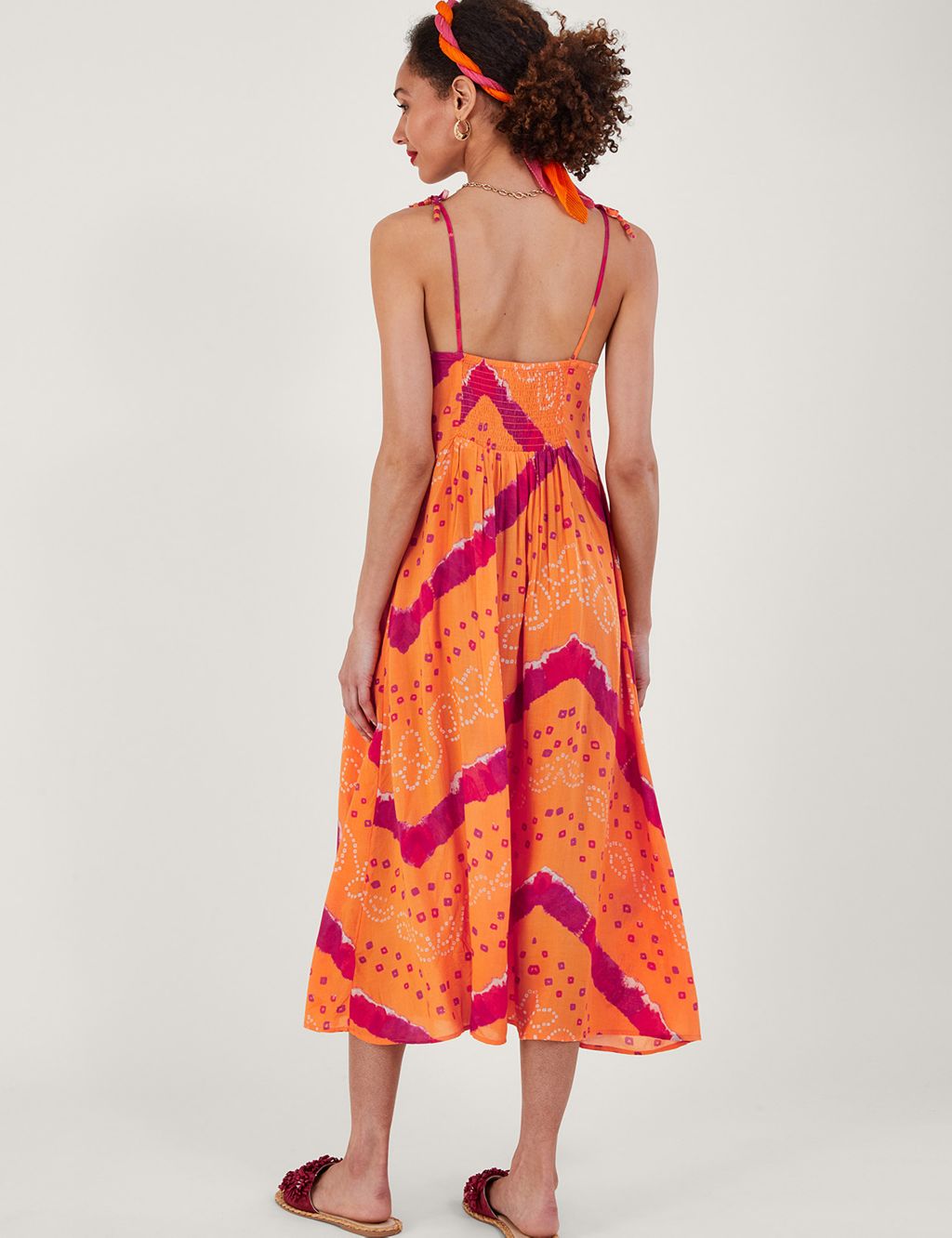Printed Square Neck Pleated Midi Slip Dress image 3