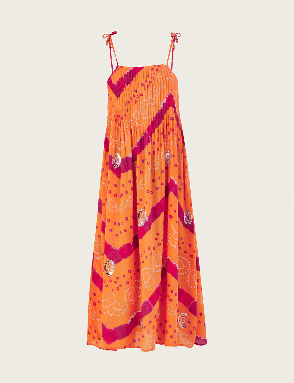 Printed Square Neck Pleated Midi Slip Dress image 2