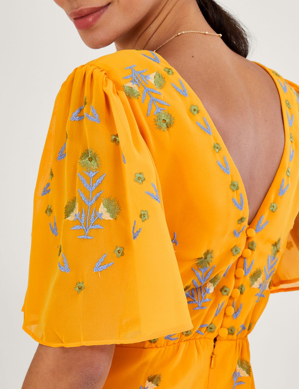 Embroidered V-Neck Midi Tea Dress image 5