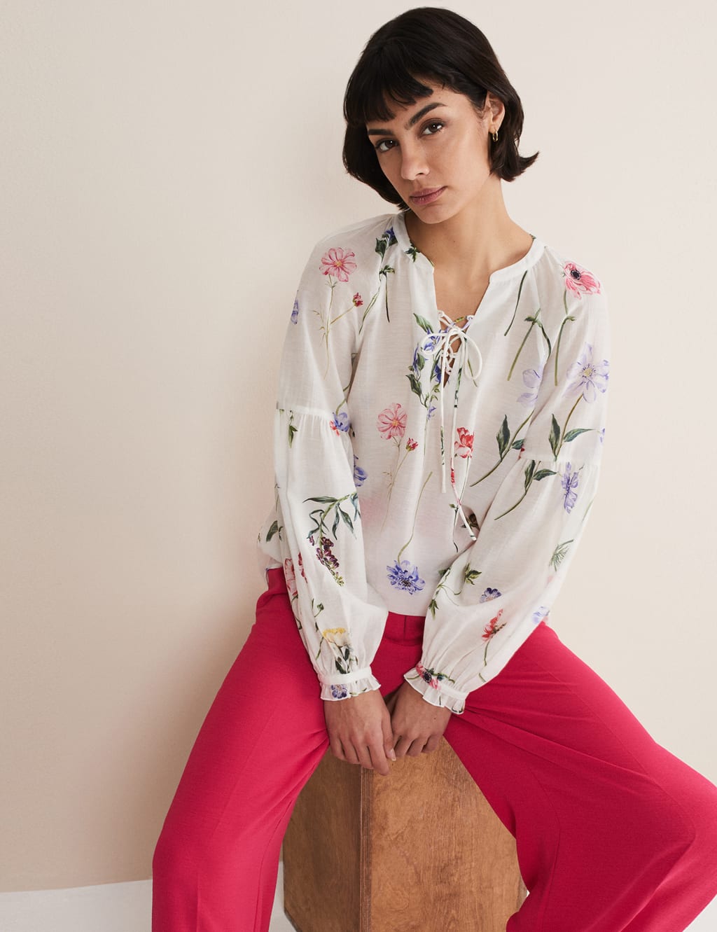 Lyocell™ Rich Floral Notch Neck Blouse image 4