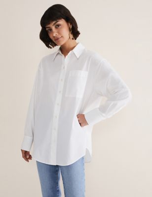 Phase Eight Womens Pure Cotton Collared Relaxed Shirt - 12 - White, White