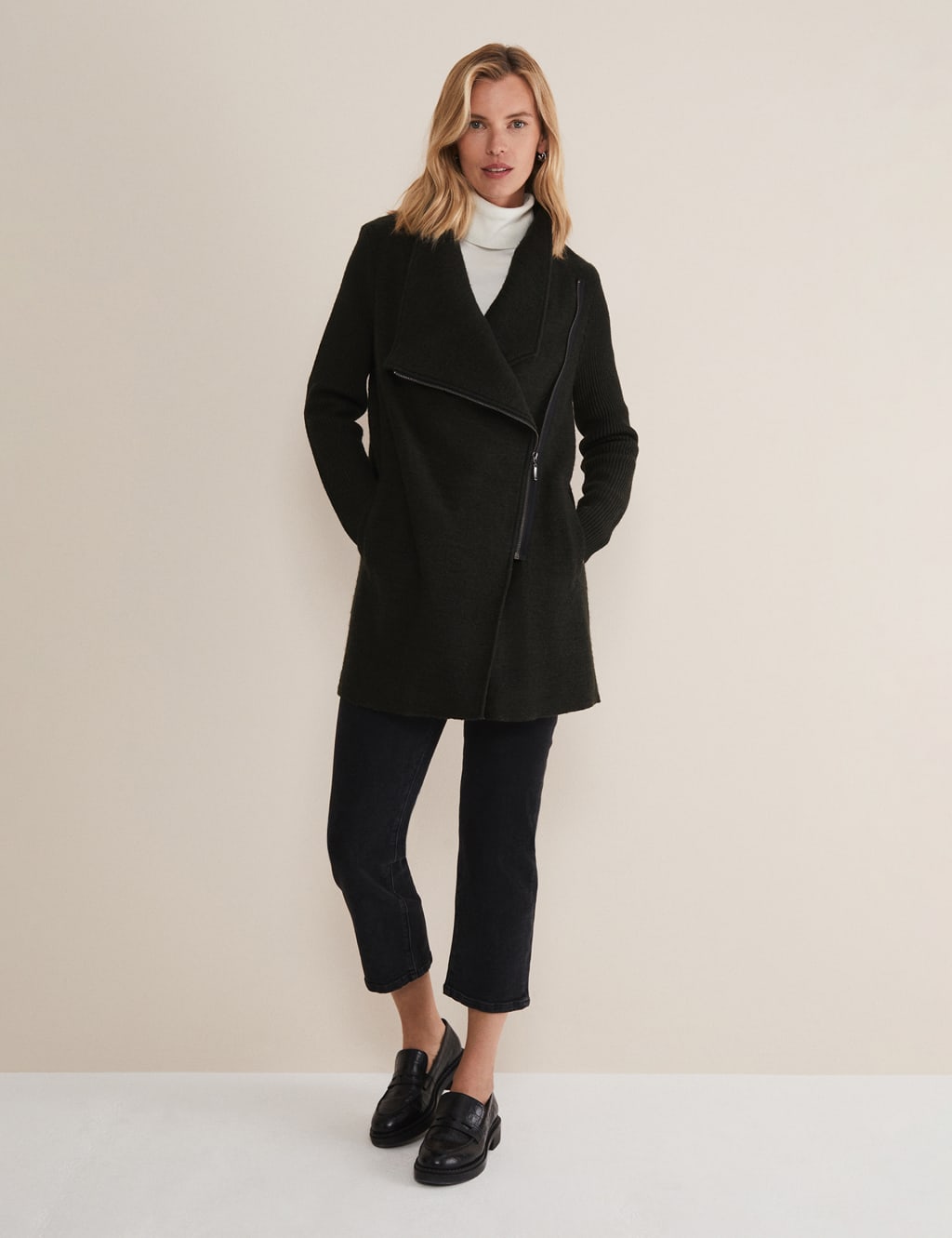 Wool Blend Wrap Coat