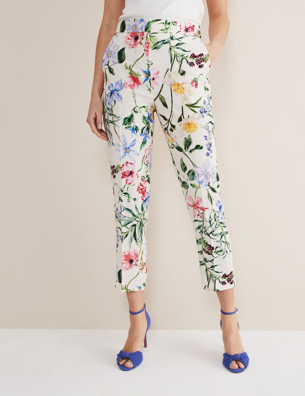 Floral Straight Leg Cropped Trousers image 3