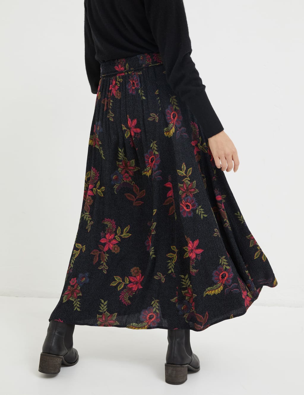 Floral Midi A-Line Skirt image 4
